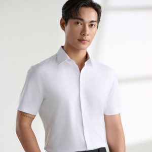 Áo Sơ Mi Cộc Tay Trắng Cao Cấp, Chống Nhăn, Bền Màu 9SMCB519TRK